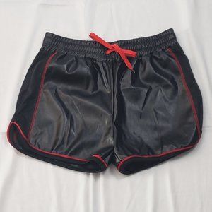 Men's Black/Red PU Leather Boxer Brief Shorts w/ No liner Large-Asian Size NWOT